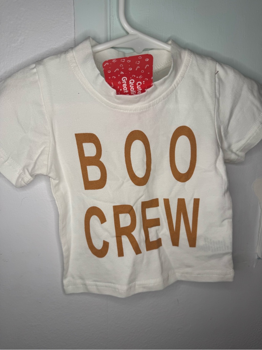 Kids "Boo Crew" Short Sleeve Tee - White and Tan